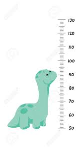 Vector Height Wall Chart Decorated With Cartoon Dinosaur Brontosaurus