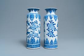 Floral arrangement mason jar rustic décor. A Pair Of Chinese Blue And White Vases With Floral Design Kangxi Rob Michiels Auctions