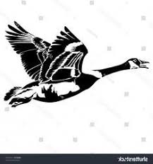 Black And White Goose Silhouette Vector Flying Goose Vector Flat Illustration Black Silhouette Flying Goose Drawing Goose Tattoo Flying Geese