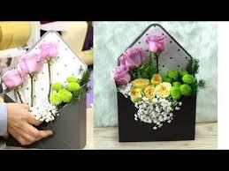 How To Make Bouquet Same Like Envelope Easy Flower Arrangement In A Short Time Youtube Flower Arrangements Simple Flower Box Gift Pressed Flower Crafts