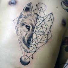 90 Geometric Loup Tattoo Designs For Men Idees Manly Encre Club Tatouage Geometric Wolf Tattoo Geometric Animal Tattoo Wolf Tattoo Design