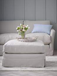 Otto Large Rectangular Footstool In Canvas Pure Belgian Linen Large Sofa Sofa Shop Armchair Bed