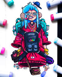 Gawx Art Gawx Art So I Was Drawing A Random Girl But I Colored The Hair B Simpsons Art Graffiti Style Art Cute Doodle Art