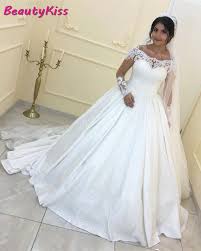 Cap sleeve draped lace beach. Lustrous Satin Lace Wedding Dress Ball Gown Modern Plus Size Wedding Gowns Long Sleeve Boat Neck Bridal Dresses 2020 Wedding Dresses Aliexpress