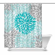 Mkhert Dahlia Pinnata Flower Turquoise Blue And Gray Waterproof Shower Curtain Decor Fabric Bathroom Set 60x72 Inch Walmart Com Walmart Com