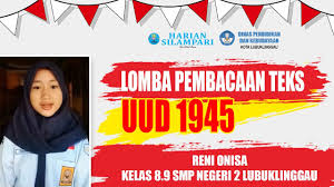Maybe you would like to learn more about one of these? Lomba Membaca Teks Uud 1945 Reni Onisa Kelas 8 9 Smpn 2 Lubuklinggau Hs2020 Youtube