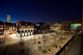 Catharinaplein Eindhoven The Netherlands Led System Of Catenary Lighting Used Very Successfully To Re Engage A Community Urban Lighting Architecture Design