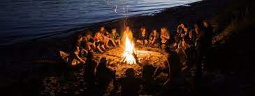 Amagabeli fire pit outdoor wood burning fire bowl 28in with a drain hole fireplace extra deep large round cast iron outside backyard deck camping beach heavy duty metal grate rustproof black. Ocean Beach Bonfire Ocean Beach Beach Bonfire Beach Fire
