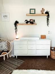 Boho Minimalist White Nursery Aztec Patterns Cactus Mid Century Modern Dresser Minimalist Baby Room Nursery Dresser Decor Dresser Decor