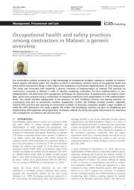 An employer with workers exposed to high temperatures should establish a complete heat illness prevention program. Pdf Occupational Health And Safety Practices Among Contractors In Malawi A Generic Overview