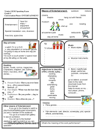 Entertainment Vocabulary Entertaining Speaking Activities