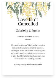 We've received many questions from our hosts and guests wondering how to move forward with, cancel, or postpone upcoming events. Invite Guests To Your Virtual Wedding Events With Joy Joy