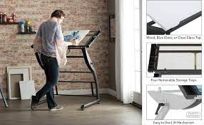 The dual tilt design adjusts from standard desk top. Amazon Com Sd Studio Designs Triflex Drawing Table Sit To Stand Up Adjustable Office Home Computer Desk 35 25 W X 23 5 D Silver Blue Glass Arts Crafts Sewing