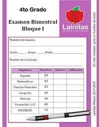 Por encargo de la comisin nacional de libros de texto gratuitos, en los talleres de , con domicilio en , en el mes cuarto grado. Examenes Lainitas 14 15 Bloque I Zomaral14