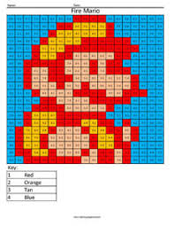 Download and print these super mario fire flower coloring pages for free. Fire Mario Practice Subtraction Coloring Squared