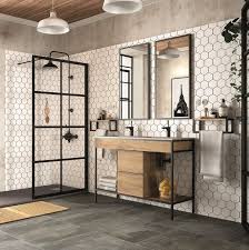Modernisez votre salle de bain grâce à ce meuble mural complet latina ! Meuble Double Vasque Industriel En Bois Et Metal Noir Mat 120cm Salle De Bains Bois Et Noir Idee Salle De Bain Meuble Double Vasque