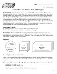 Cells The Importance Of The Surface Area To Volume Ratio Biology Worksheet Cells Worksheet General Biology