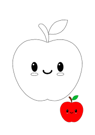 Kawaii Apple Coloring Page With Sample Apple Coloring Pages Coloring Pages Apple Coloring