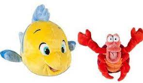Disney The Little Mermaid Flounder And Sebastian Plush Set Stuffed Animals Little Mermaid Movies Disney Stuffed Animals Mermaid Movies