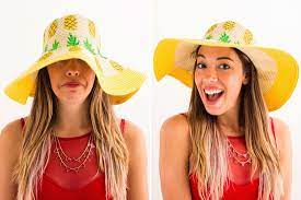 4 Style Hacks To Update An Old Beach Hat Beach Hat Beach Hats Outfit Floppy Beach Hat