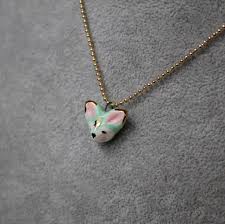Ceramic Fox Necklace Fennec Fox Necklace Sculpted Fox Pendant Ceramic Animal Necklace Ceramic Fox Gold Accents Ceramic Animals Fox Pendant Foxes Necklace