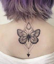 Lovely Geometric Butterfly Tatto Design On Back For Women Dinga Poonga Trendy Tattoos Tattoos Cool Tattoos