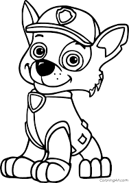 More cartoon characters coloring pages. Cute Rocky From Paw Patrol Coloring Page Coloringall