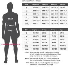 cosplay costume size chart measurement