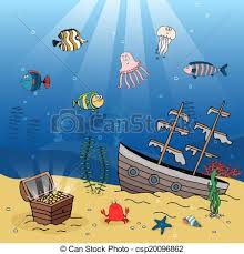 Pirate ship line drawing at getdrawings com free for personal use. Clip Art Vector Of Underwater Scene Of A Sunken Ship And Treasure Underwater Csp20096862 Search Underwater Illustration Pirate Pictures Underwater Scene