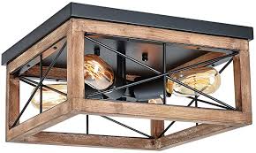 Amazon Com Eyassi Wooden Flush Mount Ceiling Lights 4 Light Farmhouse Close To Ceiling Lighting In 2020 Ceiling Lights Ceiling Lamp Black Flush Mount Ceiling Lights