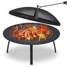 Its unique features include a cooking grate for convenient grilling, a mesh screen for safety Homefun Fire Pits Outdoor Wood Burning 30 Folding Fire Bowls Portable Bbq Grill Round Fire Pits With Mesh Spark Screen Cover And Poker For Outside Backyard Patio Pricepulse