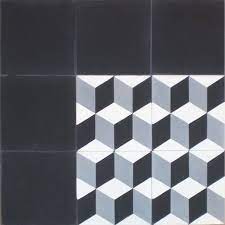 French Black And White Floor Tiles Cubes Pattern Cement Tile Geometric Tiles Graphic Tiles
