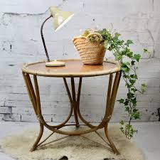 Achat en ligne ou devis en 24h. Table Basse Ronde Tripode 1950 1960 En Rotin Osier Bois Ancien Vintage
