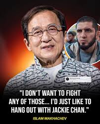 Islam Makhachev was asked if he'd like to fight an action star. He said he  just wants to meet Jackie Chan. 💯👌