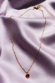 Red Gem Heart Necklace In 2020 Diamond Cross Necklaces Dainty Diamond Necklace Gold Necklace
