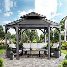 Metal gazebo pergola kits costco. Sunjoy 14 6 X 14 6 Ashland Hexagon Gazebo Costco