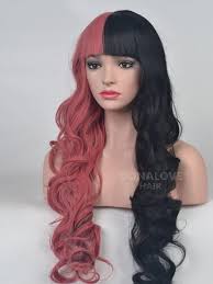 In my opinion, no way it would be unattractive! Half Pink Half Black Rainbow Wavy Synthetic Lace Front Wig Sny088 Synthetic Wigs Donalovehair