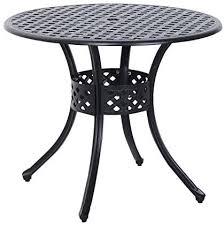 Water outdoor steel umbrella stand side table is sturdy enough for home and commercial use; Amazon Com Outsunny 33 Round Cast Aluminium Outdoor Patio Dining Table With Umbrella Hole Black Garden Outdoor Patio Dining Outdoor Dining Patio Table