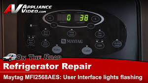 Press the lock button and hold it down for three seconds. Maytag Mfi2568aes Refrigerator Control Panel Lights Flashing High Voltage Board Appliance Video