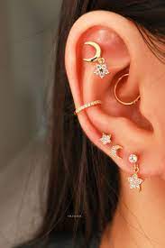 Cute Multiple Cartilage Ear Piercing Ideas Moon Star Earring Studs Hoop Rings Www Impuria Com Ear Piercings Ear Piercings Conch Earings Piercings