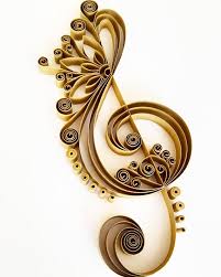 Handmade Quilling Paper Art With Treble Clef The Treble Clef Is Made With 7mm White Paper Strips Dimensions Of Music Wall Art Treble Clef Art Paper Wall Art