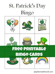 Preschool Printable Bingo Cards For Kids Play2learnwithsarah Com Free Printable Bingo Cards St Patricks Day Crafts For Kids St Patrick Day Activities