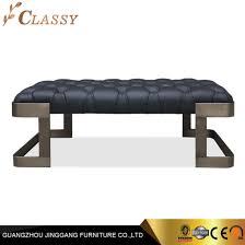 Ottomans and benches can add a lot of style and functionality to any room. Modern Leather Button Tufted Ottoman Bench With Brushed Metal Frame For Bedroom China Home Furniture Bedroom Furniture Made In China Com