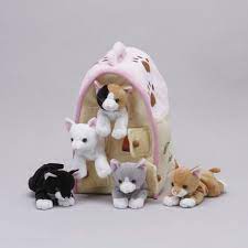 Plush Cat House With Cats Five 5 Stuffed Animal Cats In Play Kitten House Carrying Case 27 Animal Plush Toys Plush Stuffed Animals Stuffed Animal Cat