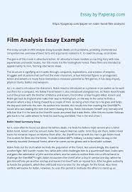 Sep 13, 2019 · learn from a visual analysis example. Film Analysis Essay Example Essay Example