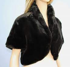 Wallace Sacks Black Faux Fur Short Sleeve Jacket Coat Size 14 Fashion Clothing Shoes Accessories Womensclothing C Black Faux Fur Short Sleeve Jacket Coat