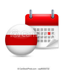 The current design was introduced in 2012 by the state committee for standardisation of the republic of belarus, and is adapted from a design approved in a may 1995 referendum.it is a modification of the 1951 flag used while the country was a republic of the soviet union. Icon Of National Day In Belarus Calendar And Round Belarus Flag Icon National Holiday Day With Badge And The Historical Canstock