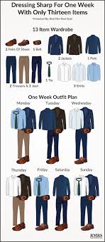 13 Item Interchangeable Wardrobe Infographic One Week Outfit Plan Infographic Interchangeable Wardrobe Menswear Outfit Plan