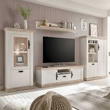 Tv Wohnwand Flurencina Im Landhaus Design In Weiss Kiefer In 2020 Landhaus Design Landhausstil Wohnzimmer Wohnen