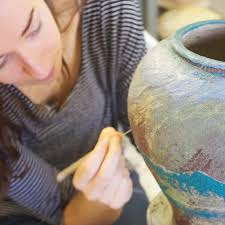Beth Isaac's painted pots featuring Dartmoor